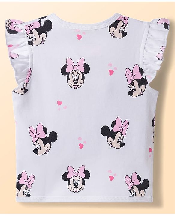 Babyhug Disney Interlock Knit Frill Sleeves Jhablas with Minnie Mouse & Marie Graphics Pack of 2 - White