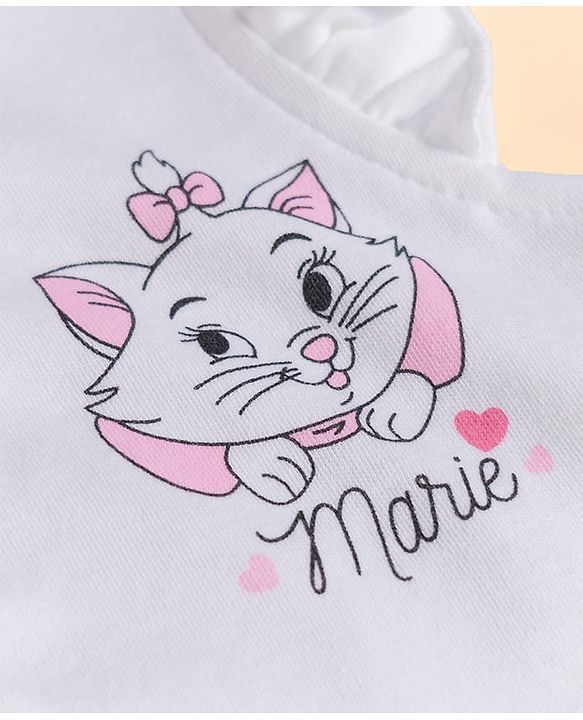 Babyhug Disney Interlock Knit Frill Sleeves Jhablas with Minnie Mouse & Marie Graphics Pack of 2 - White