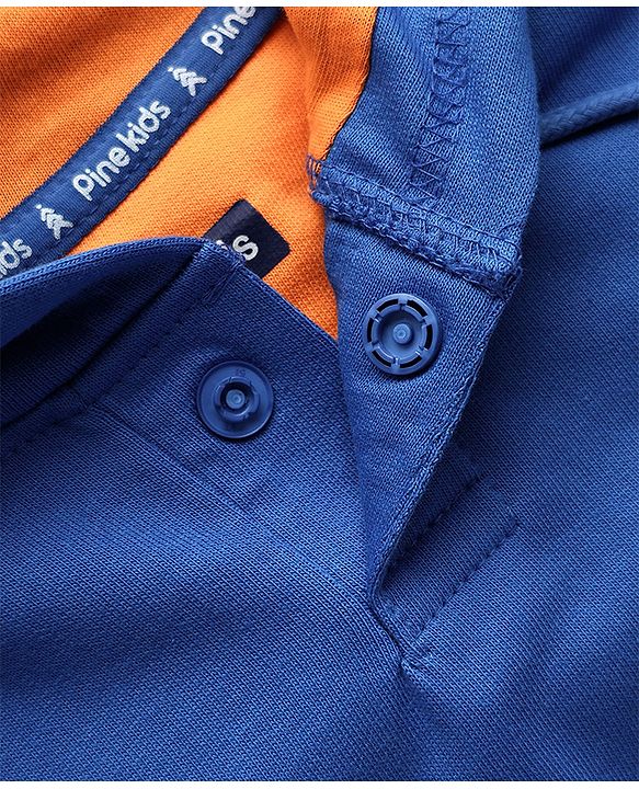 Pine Kids Cotton Knit Full Sleeves Hooded Sweatshirt with Text Print & Kangaroo Pockets - Blue
