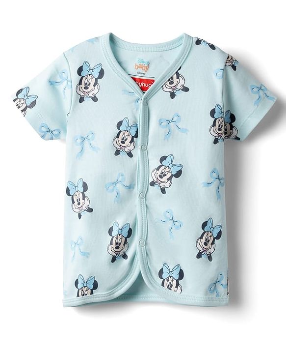 Babyhug Interlock Knit Half Sleeves Jhablas with Minnie Mouse Graphics Pack of  2- Sky &  Peach