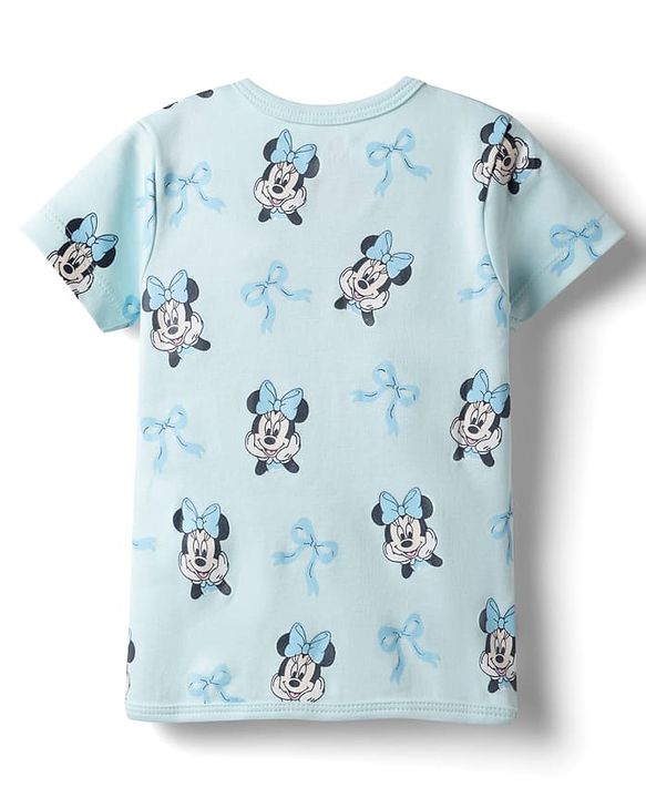 Babyhug Interlock Knit Half Sleeves Jhablas with Minnie Mouse Graphics Pack of  2- Sky &  Peach