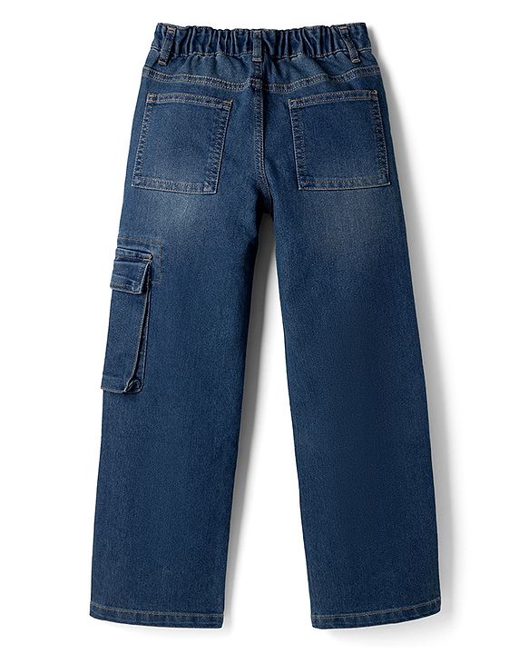 Pine Kids Woven Full Length Washed Denim Jeans - Blue