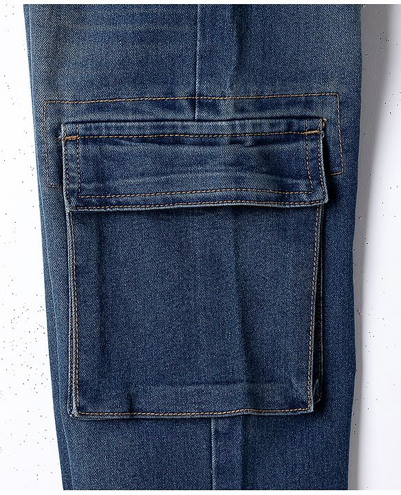 Pine Kids Woven Full Length Washed Denim Jeans - Blue
