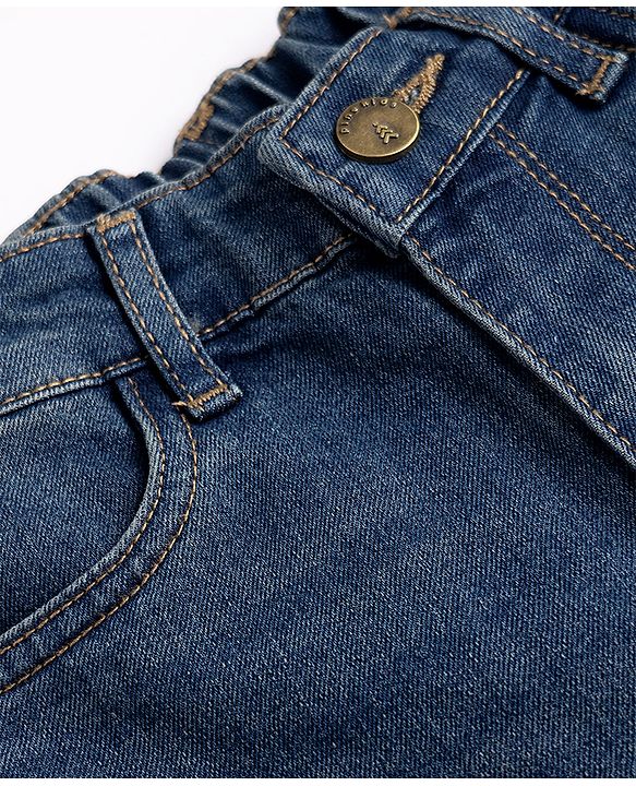 Pine Kids Woven Full Length Washed Denim Jeans - Blue