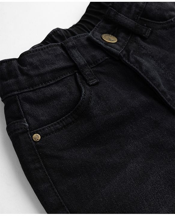 Pine Kids Woven Denim Full Length Jeans With Cargo Pockets in Black