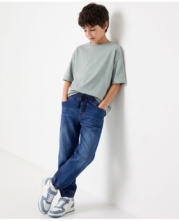 Pine Kids Denim Woven Full Length Washed Jeans - Navy Blue