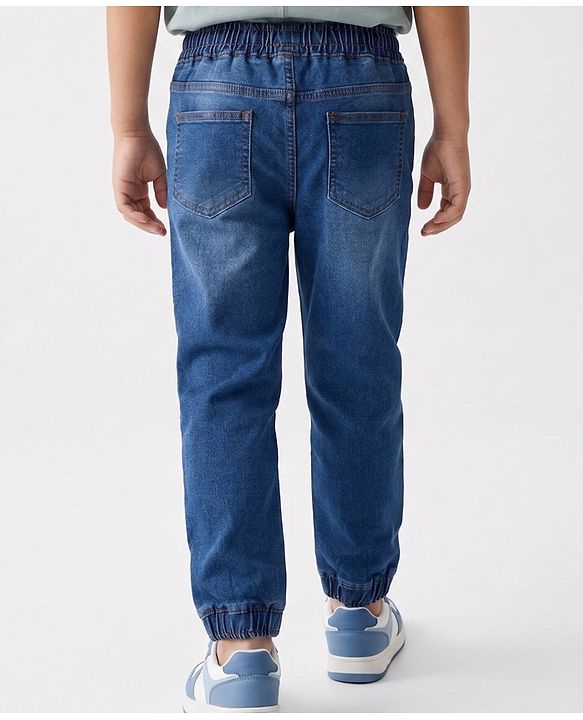 Pine Kids Denim Woven Full Length Washed Jeans - Navy Blue