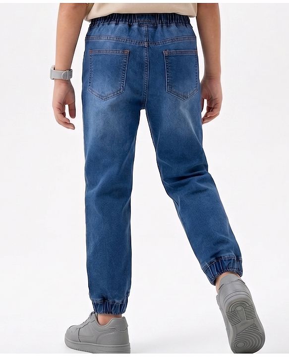 Pine Kids Denim Woven Full Length Washed Jeans - Navy Blue