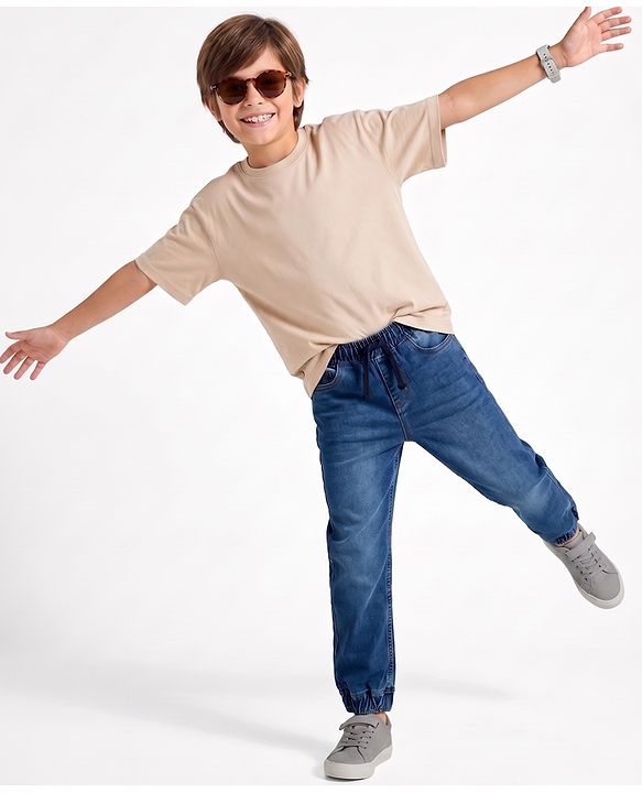 Pine Kids Denim Woven Full Length Washed Jeans - Navy Blue