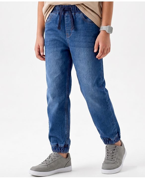 Pine Kids Denim Woven Full Length Washed Jeans - Navy Blue