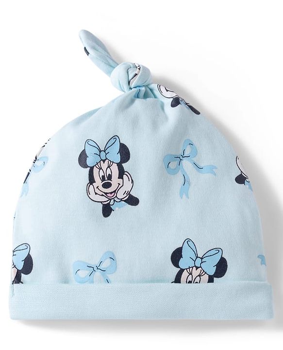 Babyhug Disney Interlock Knit Cap With Minnie Mouse Graphics Pack of 2 Multicolor- Diameter 14 cm