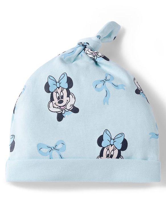 Babyhug Disney Interlock Knit Cap With Minnie Mouse Graphics Pack of 2 Multicolor- Diameter 14 cm