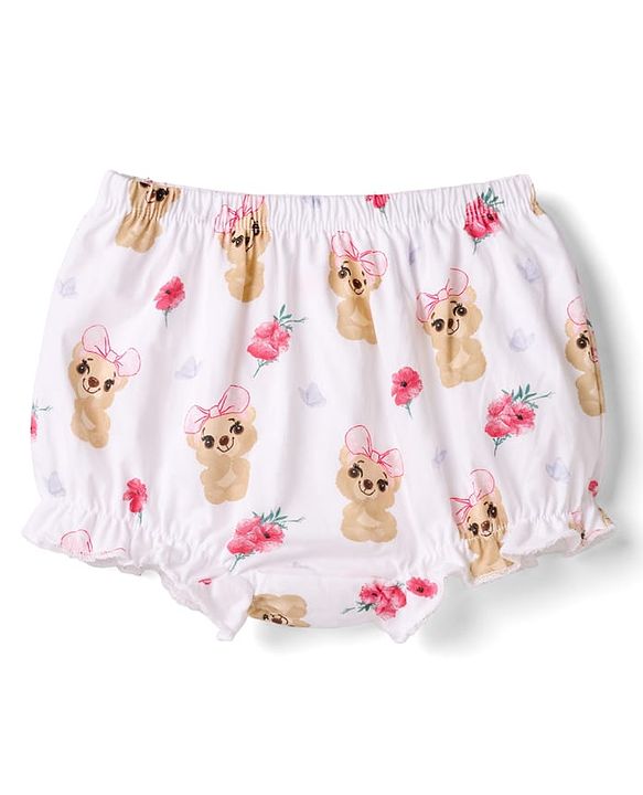 Babyhug 100% Cotton Single Jersey Knit Bear & Pola Dot Printed Bllomers Pack Of 3 - Multicolour