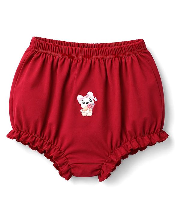 Babyhug 100% Cotton Single Jersey Knit Bear & Pola Dot Printed Bllomers Pack Of 3 - Multicolour