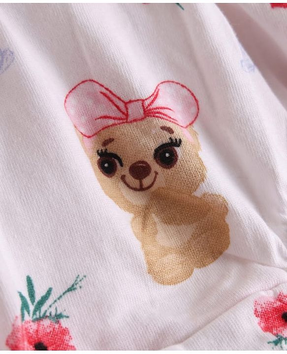 Babyhug 100% Cotton Single Jersey Knit Bear & Pola Dot Printed Bllomers Pack Of 3 - Multicolour
