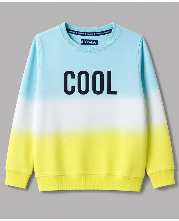 Pine Kids 100% Cotton Knit Full Sleeves Cool Printed Sweatshirt - Light Blue