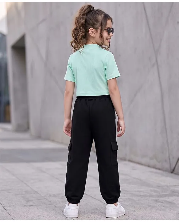 Buy OLLINGTON ST. Cotton Knit Half Sleeves Top & Pant Set With