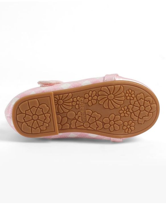 Cute Walk by Babyhug Velcro Closure Ballerina With Butterfly Applique & Pearl Embellishment - Pink