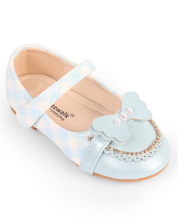 Cute Walk by Babyhug Velcro Closure Ballerina With Butterfly Applique & Pearl Embellishment - Pink