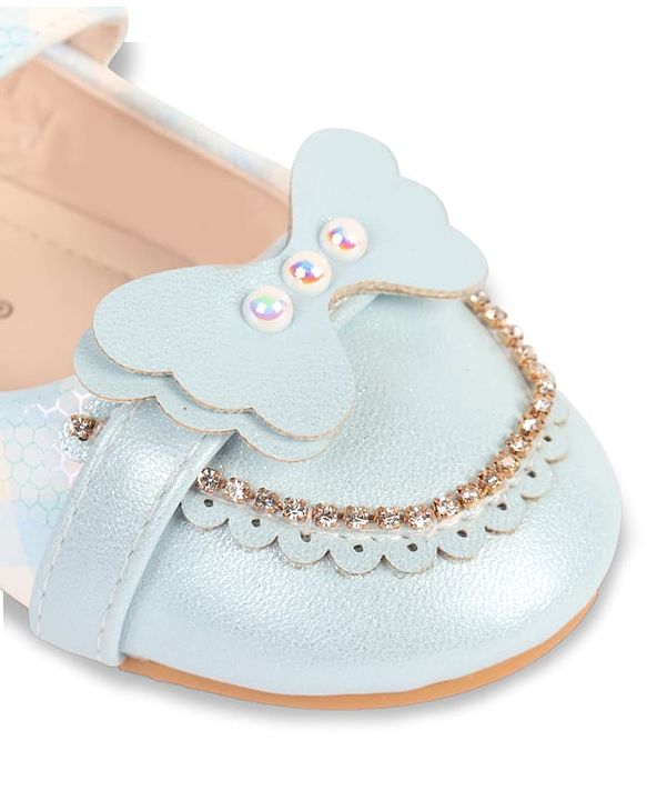 Cute Walk by Babyhug Velcro Closure Ballerina With Butterfly Applique & Pearl Embellishment - Pink