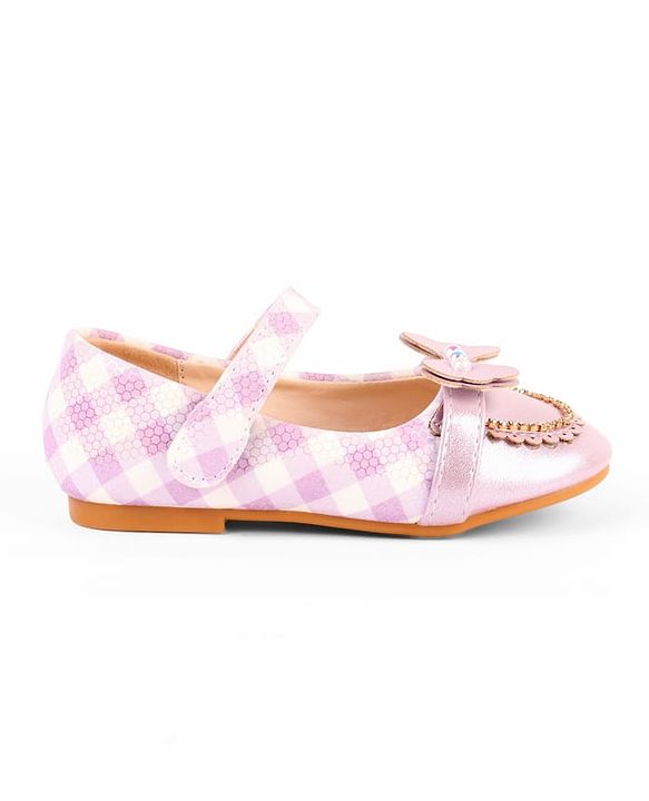 Cute Walk by Babyhug Velcro Closure Ballerina With Butterfly Applique & Pearl Embellishment - Pink