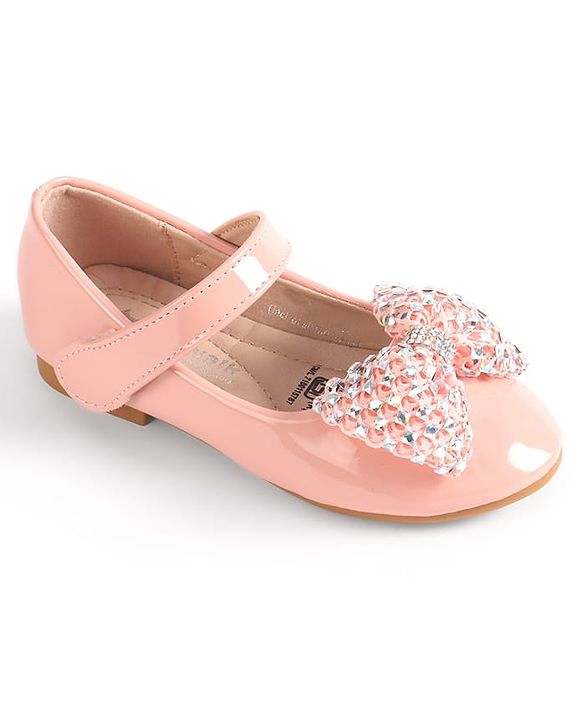 Cute Walk by Babyhug Velcro Closure Ballerina with Bow Applique - Pink