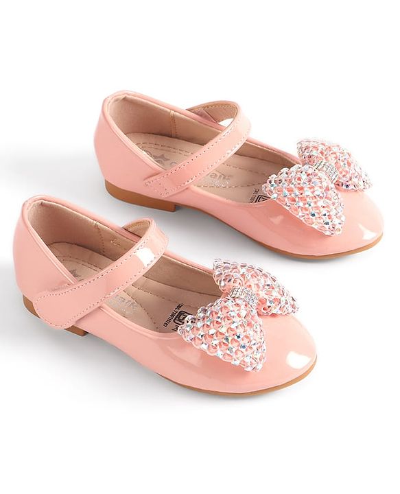 Cute Walk by Babyhug Velcro Closure Ballerina with Bow Applique - Pink