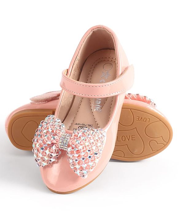 Cute Walk by Babyhug Velcro Closure Ballerina with Bow Applique - Pink