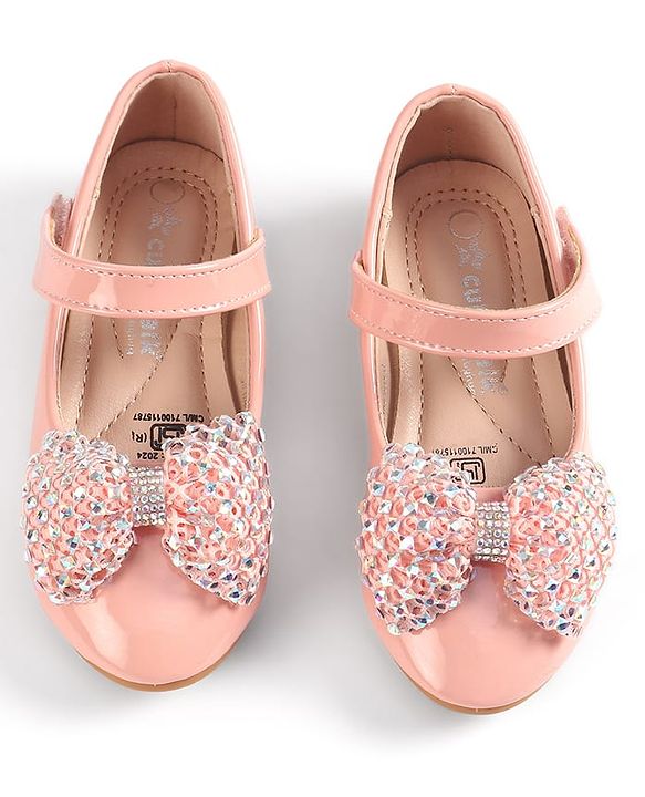 Cute Walk by Babyhug Velcro Closure Ballerina with Bow Applique - Pink