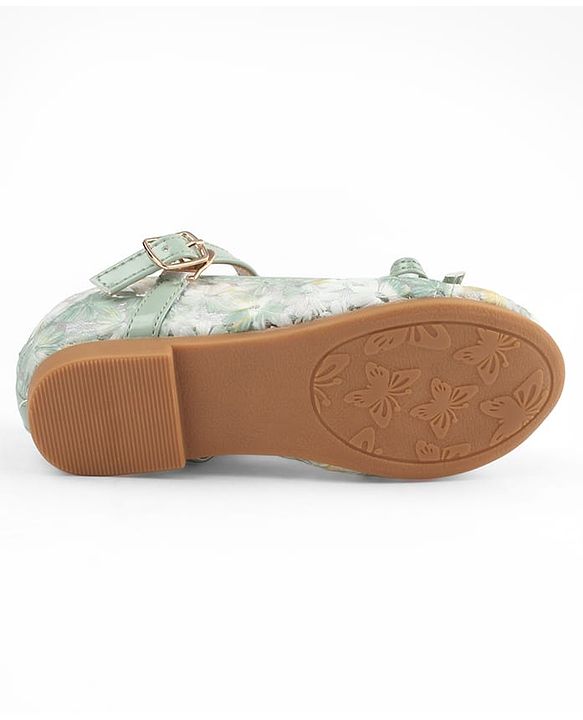 Cute Walk by Babyhug Buckle Closure Floral Embroidered Ballerina With Bow Applique - Beige
