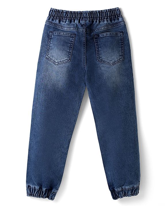 Pine Kids Woven Full Length Washed Denim Jeans - Blue