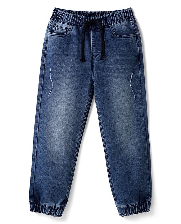 Pine Kids Woven Full Length Washed Denim Jeans - Blue