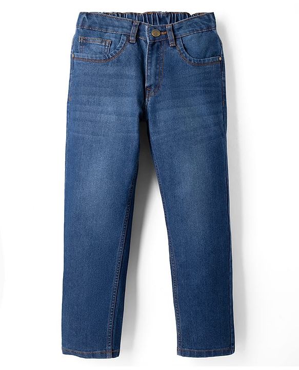 Pine Kids Denim Woven Full Length Washed Jeans - Blue