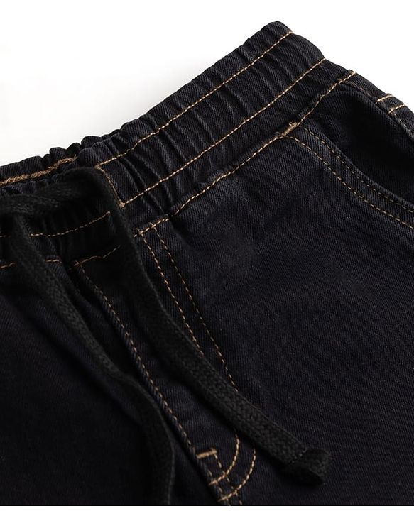 Pine Kids Denim Woven Full Length Washed Jeans - Black