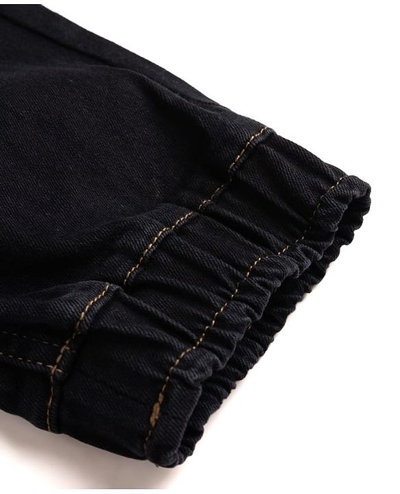 Pine Kids Denim Woven Full Length Washed Jeans - Black