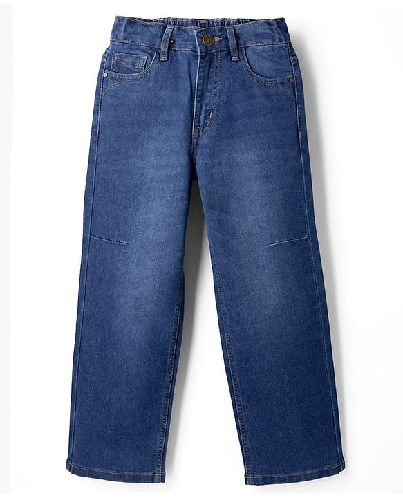 Pine Kids Denim Woven Full Length Washed Jeans - Blue