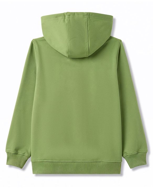 Pine Kids Cotton Knit Hooded Neck Sweatshirt with Leopard Graphic Print Green 4-5 Years