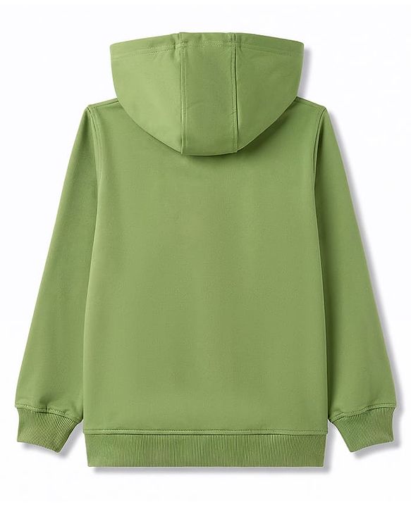 Pine Kids Cotton Knit Hooded Neck Sweatshirt with Leopard Graphic Print Green 4-5 Years