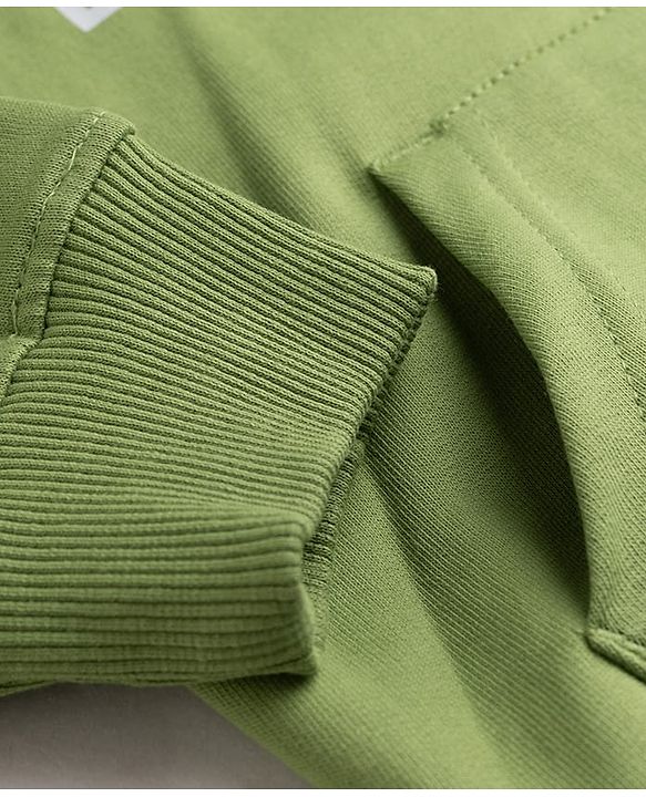 Pine Kids Cotton Knit Hooded Neck Sweatshirt with Leopard Graphic Print Green 4-5 Years