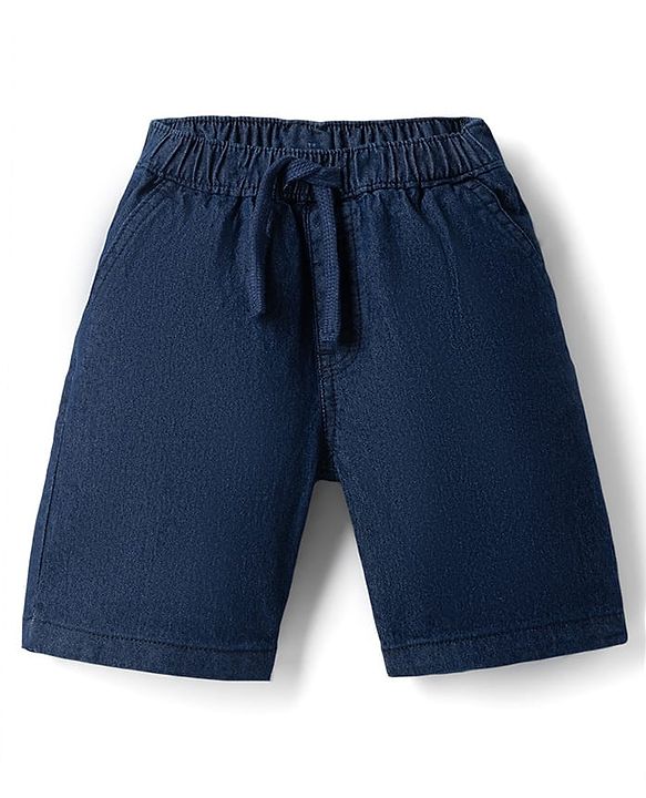 Babyhug Cotton Woven Half Sleeves Cubs Printed Shirt & Denim Shorts Set - Blue