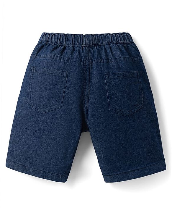 Babyhug Cotton Woven Half Sleeves Cubs Printed Shirt & Denim Shorts Set - Blue