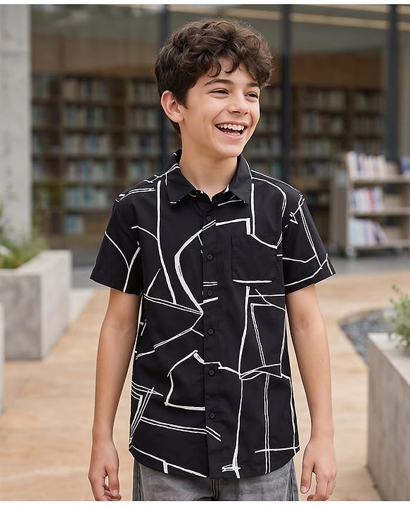 Pine Kids Cotton Woven Printed Shirts Half Sleeves Collar Multi Color 4-5 Years
