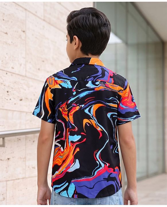 Pine Kids Cotton Woven Printed Half Sleeves Collar Shirt Multi Color 4-5 Years
