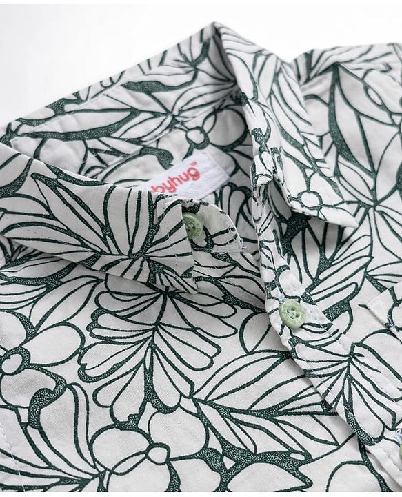 Babyhug Cotton Woven Half Sleeves Shirt & Shorts Set With Floral Print - Multicolor