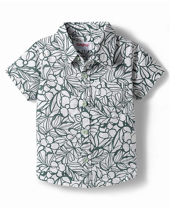Babyhug Cotton Woven Half Sleeves Shirt & Shorts Set With Floral Print - Multicolor