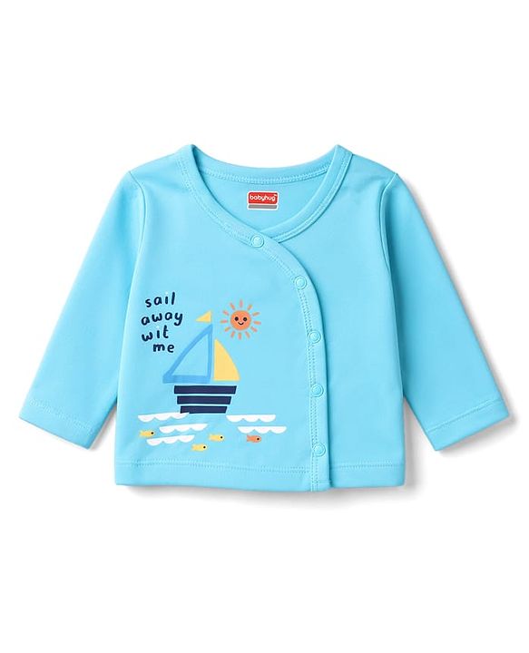 Babyhug 100% Cotton Interlock Knit Full Sleeves Nautical Them Printed Jhablas Pack Of 3 - Multicolour