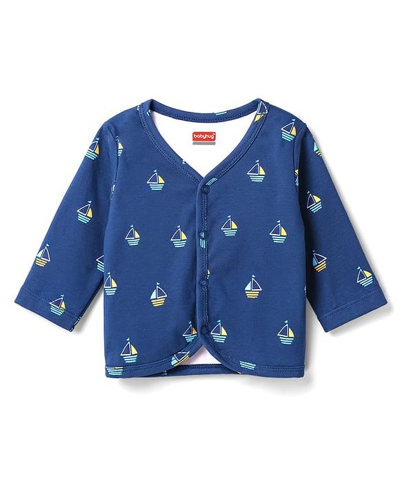 Babyhug 100% Cotton Interlock Knit Full Sleeves Nautical Them Printed Jhablas Pack Of 3 - Multicolour