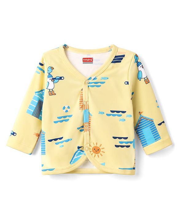Babyhug 100% Cotton Interlock Knit Full Sleeves Nautical Them Printed Jhablas Pack Of 3 - Multicolour