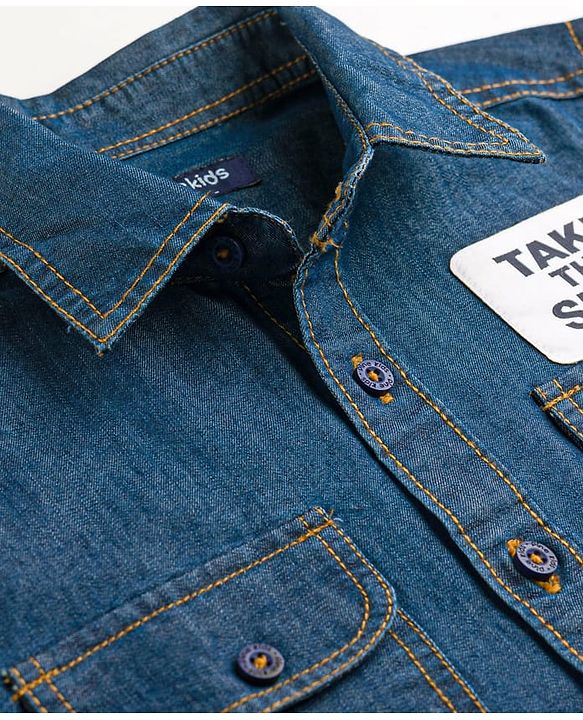 Pine Kids Cotton Woven Denim Shirts with Roll Up Sleeves Multi Color 4-5 Years