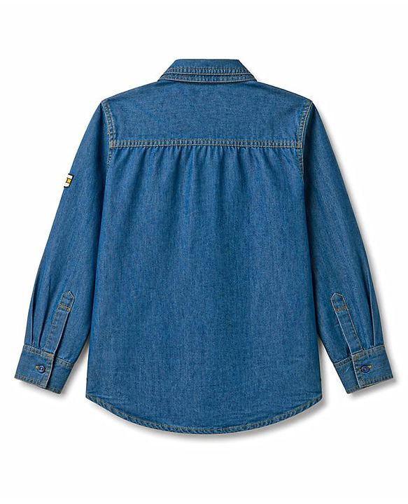 Pine Kids Cotton Woven Denim Shirt with Roll Up Sleeves and Appliques Multi Color 4-5 Years